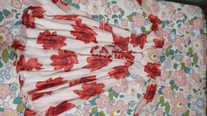 White Floral Flared Anarkali Kurti
