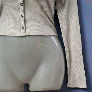 Button-Front Ribbed Top