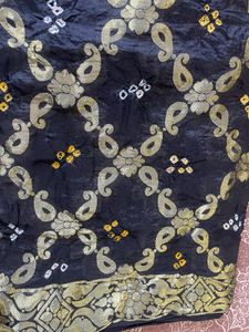 Pure Black Duppata With Banarasi Design