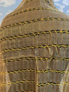 Tussar Silk Striped Scarf Yellow