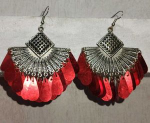 Red Sequin Fan Earrings