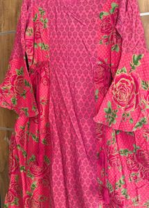 Floral Print Pink Kurta