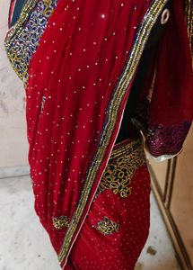Elegant Red Embellished Saree ♥️