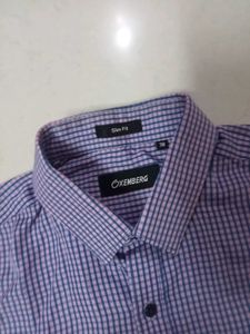 Checked Polyester Blue Shirt