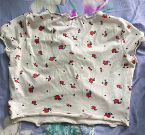 Floral White Crop Top