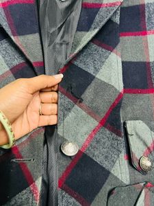 Woolen Check Coat