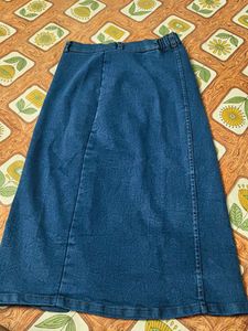Vintage Button-Down Denim Midi Skirt