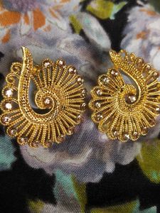 Gold Peacock Earrings