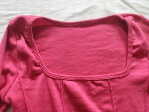 Hot Pink Rectangle Neck Crop Top🎀
