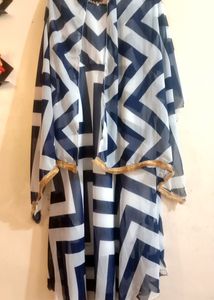 White &amp; Blue Gown Dress