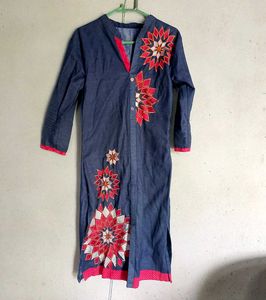Denim Embroidered Tunic Dress