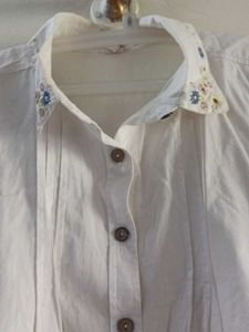 White Floral Accent Blouse
