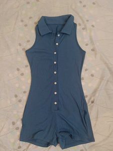 Savana Blue Button-Down Playsuit