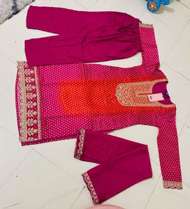 Libas Pink Embroidered  Kurta Set
