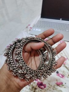 Silver Jhumka Bangles-2pc