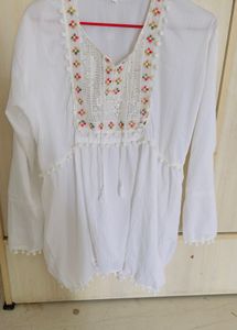 White Pom-Pom Top