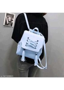 Stylish Blue Backpack with Tassels