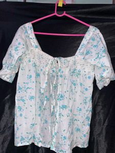 Floral Print Tie-Front Top