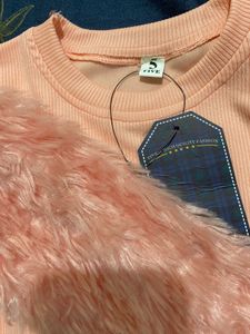 Peach Fur Sleeve Top for baby girl