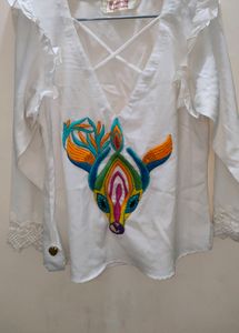 White Embroidered Top
