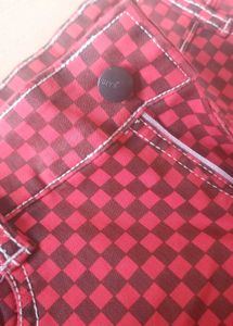 Checked Black And Red Jeans