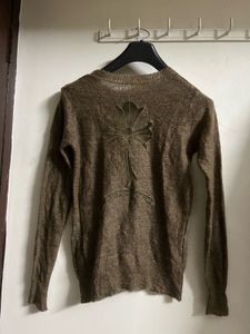 Brown Long Sleeve Knit Sweater