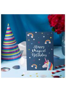Happy Magical Birthday Card with Unicorn & Rainbow