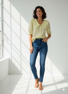 Chic Yellow Ruffle Collar Top