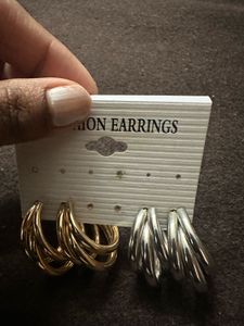 Combo Of Gold and Silver Hoops