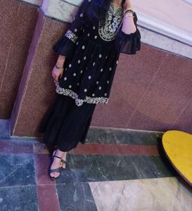 Black Elegent Kurti And Sharara Set