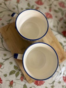 Blue Patterned Coffee Mugs - Set of 2