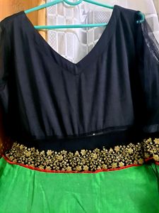Layered Green And Black Dress/Kurti