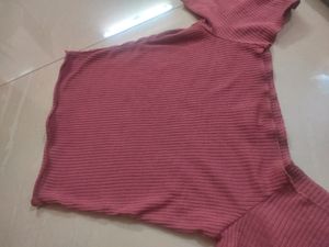 SSS Off Shoulder Pink Crop Top