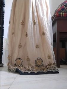 🌸 Black &amp; Beige Ethnic Skirt and Kurti Set – Eleg