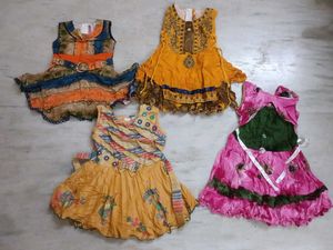 Set Of 4 Frocks For 1-2 Yrs Old Girl