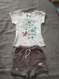 Girls Light Green T Shirt With Shorts