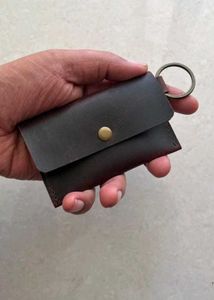 Brown Leather Wallet Keychain Bag