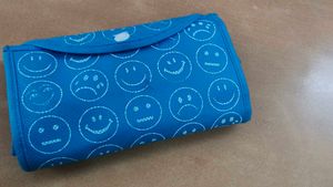 Blue Smiley Pouch To Spacious Carry Bag
