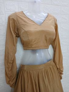 Khaki Full Sleeves Lehenga Choli