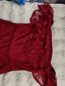 Red Lace Off-Shoulder Dress