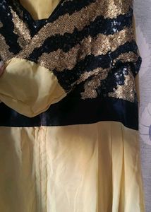 Yellow Nd Black Ethnic Gown For Wedding Season ❤️