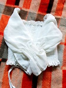 White Smocked Crop Top