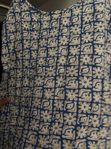 blue tie up strings short kurti