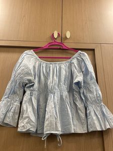 Chic Blue Peasant Top