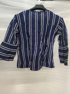 Navy Blue White Stripes Top