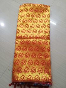 Vintage Paisley Brocade Fabric - Gold and Red