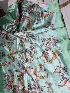 silk pure with banarsi border palla