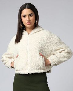 NEW LOOK Fluffy Sheep Zip - Up Hoodie