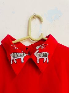 Deer Collar Red Top