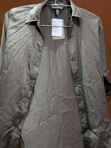 🆕 Olive Satin Finish Shirt